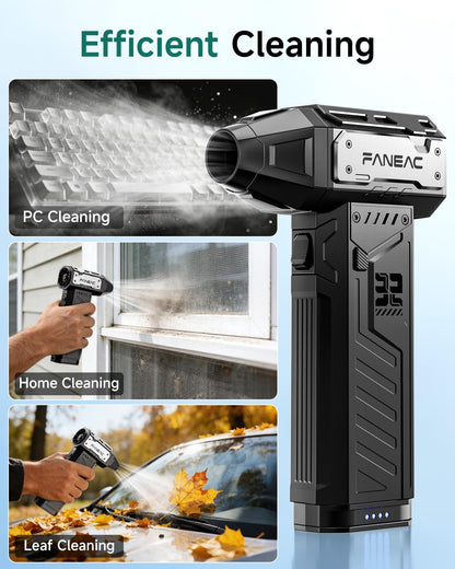 FANEAC X305 Compressed Air Duster with Extra Removeable Battery, 3-Speed Adjustable & 4 Nozzles, Ultra-Powerful 32mm 150,000 RPM BLDC, for Keyboard, Computer, House Cleaning