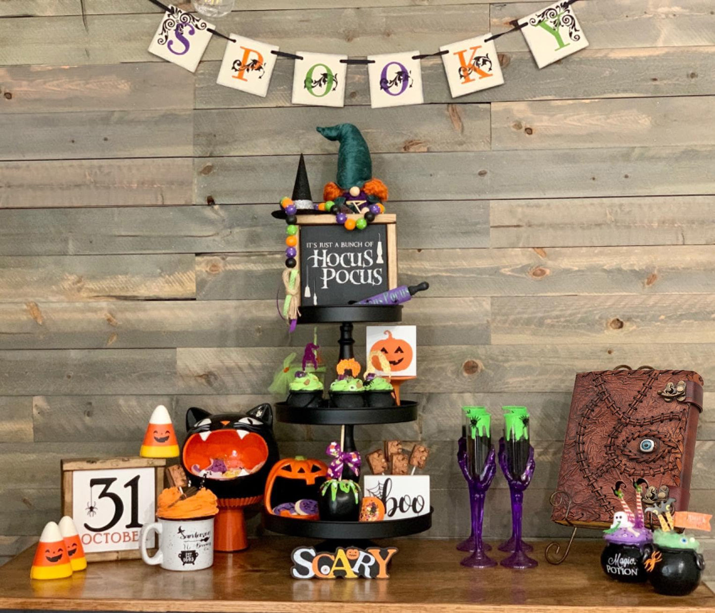 Hocus Pocus Book of Spells Hocus Pocus Decor Hocus Pocus Halloween Decorations Book of Shadows and Spell Book with Lock Witch Decor And Witch Decoartions Perfect for Spooky Gifts And Spooky Decor 8 x6 Inches