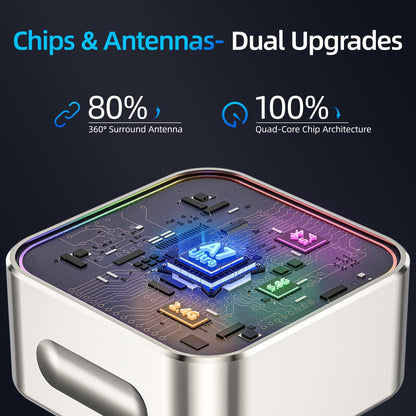 Wireless Apple CarPlay Adapter, 5.8G Quad-Core Chip No Latency, Aerospace Silicone Cooling, Zn-Alloy & Diamond Panel, Plug & Play Wired to Wireless CarPlay Adapter