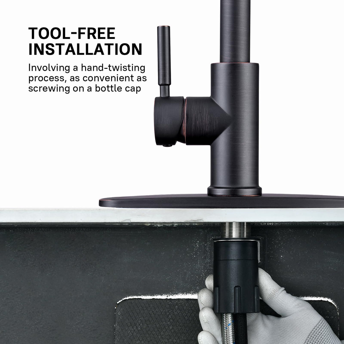 WEWE Kitchen faucets with Pull Down Sprayer, Farmhouse Kitchen Faucet Oil Rubbed Bronze Commercial Modern high arc Stainless Steel Single Handle Single Hole for Utility rv Laundry Sinks