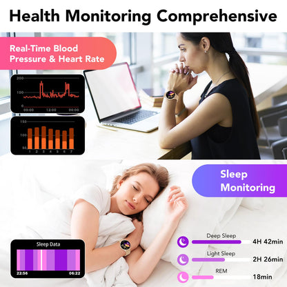 taopodo Smart Watches for Women, 1.39" HD Health Fitness Tracker with Bluetooth Calling (Answer/Make Calls), 120+ Sports Modes, Timer, IP68 Waterproof Watch for Android/iPhone