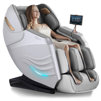 RELX 2025 Massage Chair Full Body, 20 Modes Zero Gravity SL-Track Shiatsu Massage Chair Built-in Heat System, Airbag Massage with Body Scan, Deep Yoga Stretch, Calfrest Extension and AI Control(White)