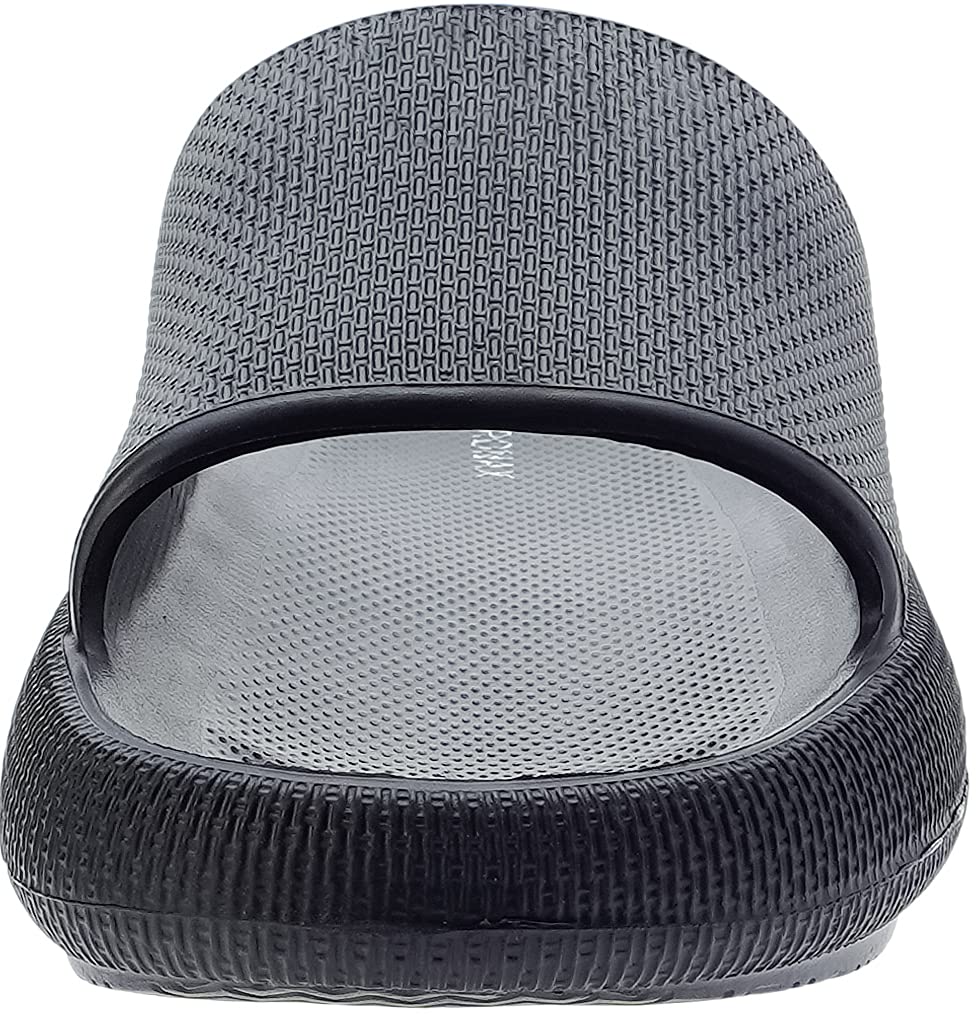 BRONAX Slides for Women Pillow Slippers Open Toe House Shoes Sandals for Ladies Indoor Comfy Soft Cushioned Thick Sole 37-38 Black