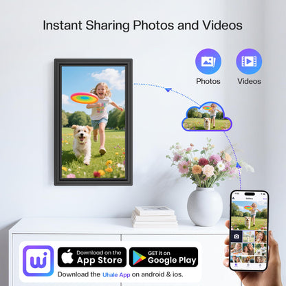 64GB Uhale 15.6" Digital Picture Frame, Large WiFi Electronic Photo Frames 1920 x 1080 IPS FHD Touch Screen, Share Photos and Videos Anywhere, Support SD/USB, Best Gifts for Parents and Grandparents