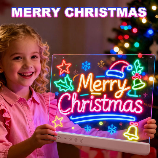 Cosmody Rechargeable LED Drawing Board for Kids, Large 16" Light Up Drawing Pad with 8 RGB Colors & 6 Dynamic Modes, Neon Art Dry Erase Board with Tracing Book & 7 Markers,Creative Gift for Girls Boys