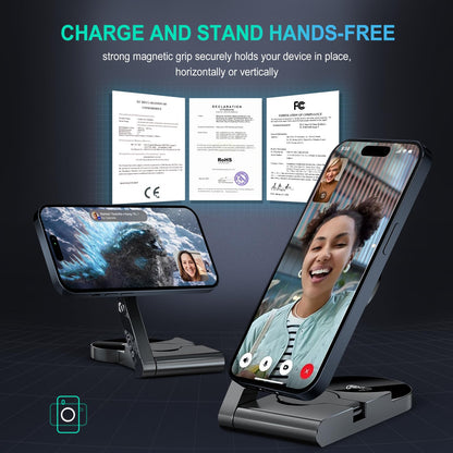 UltraQ M16 3 in 1 Charging Station Aluminum Alloy Foldable MagSafe Compatible Charger for iPhone 16 15 14 13 12 Series Wireless Charging Station (Metal Gray)