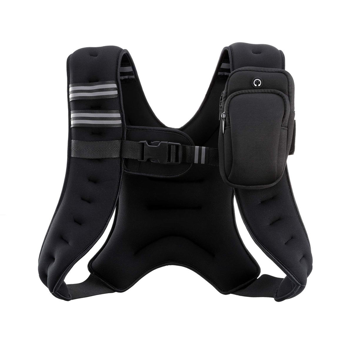 ZELUS Weighted Vest, 6lb/8lb/12lb/16lb/20lb/25lb/30lb Weight Vest with Reflective Stripe for Workout, Strength Training, Running, Fitness, Muscle Building, Weight Loss, Weightlifting, Black(12 lb)