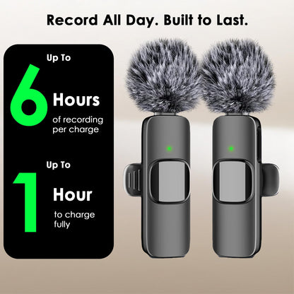 Mini Mic Pro (Newest Model), Wireless Microphone for iPhone, iPad, Android, Lavalier Microphone for Video Recording - 2 Pack iPhone Mic Crystal Clear Recording with USB-C for Podcast Microphone, ASMR