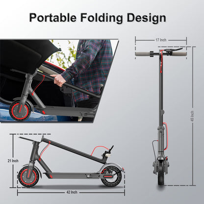 Roinside Electric Scooter Adults - 8.5" Solid Tires/350W Motor, 19 MPH Digital Display, Up to 21 Miles Long-Range Commuting Folding E-Scooter with Dual Braking System and App Control