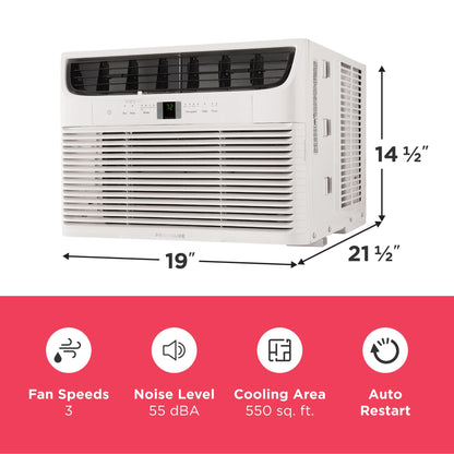 Frigidaire 12,000 BTU Window Air Conditioner with Remote Control, Cools Up to 550 Sq. Ft., Quiet Operation, Eco Mode, 3 Fan Speeds, Auto Restart, White