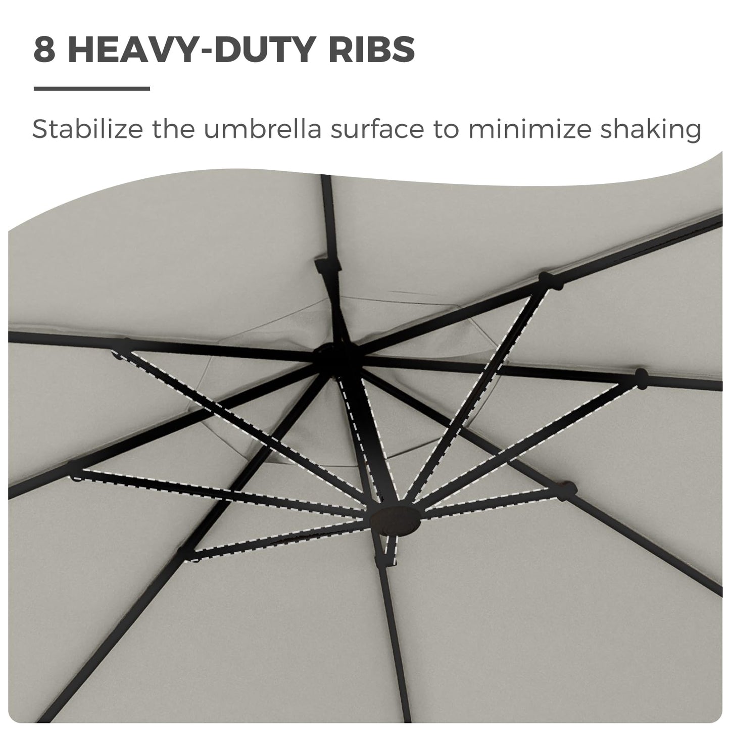 Grand patio 10'x10' Offset Umbrella Large Aluminum Square Cantilever Umbrella Base Included for Deck Porch (Light Gray, 10x10 FT)