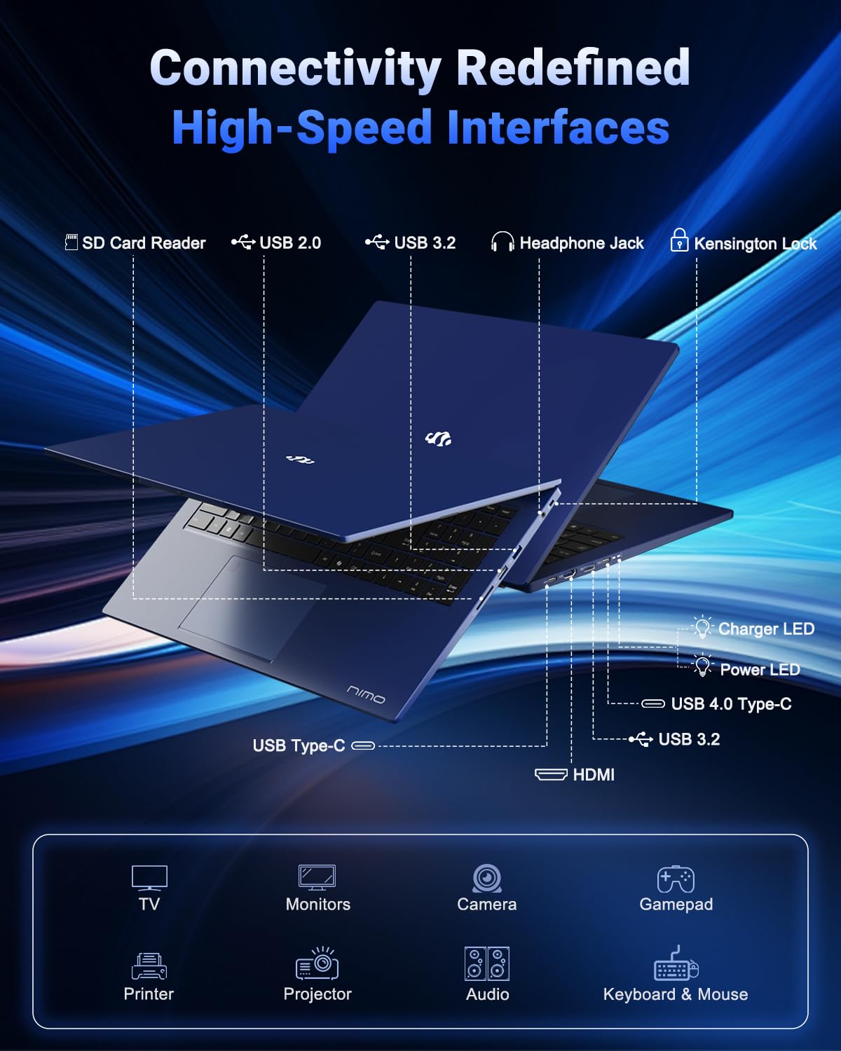 NIMO 17.3" IPS FHD-Gaming-Laptop, AMD Ryzen 7 8745HS 32GB DDR5 RAM 1TB SSD (8C/16T, up to 4.9GHz) Radeon 780M Graphics Business Computer with 100W Type-C Backlit Keyboard, Fingerprint USB-C 4.0