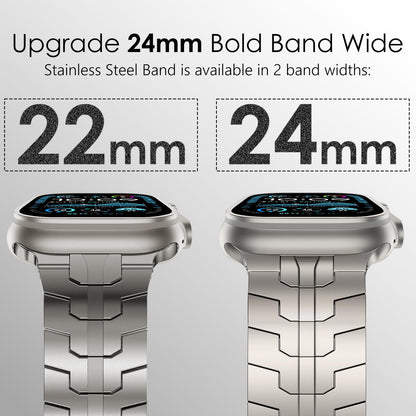 KADES Stainless Steel Link Bracelet for Apple Watch Band Ultra 3/2/1 49mm Series 11/10 46mm 9/8/7 45mm 6/5/4 44mm, 24mm WideHeavy Duty Metal Strap for Men, 24mm Wide Titanium