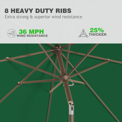 AreShark 9 FT Patio Umbrella for Outdoor, Outdoor Umbrella with Push Button Tilt and Crank, Outdoor Patio Umbrellas with 8 Sturdy Ribs for Market, Garden, Deck, Backyard, Pool (Dark Green)