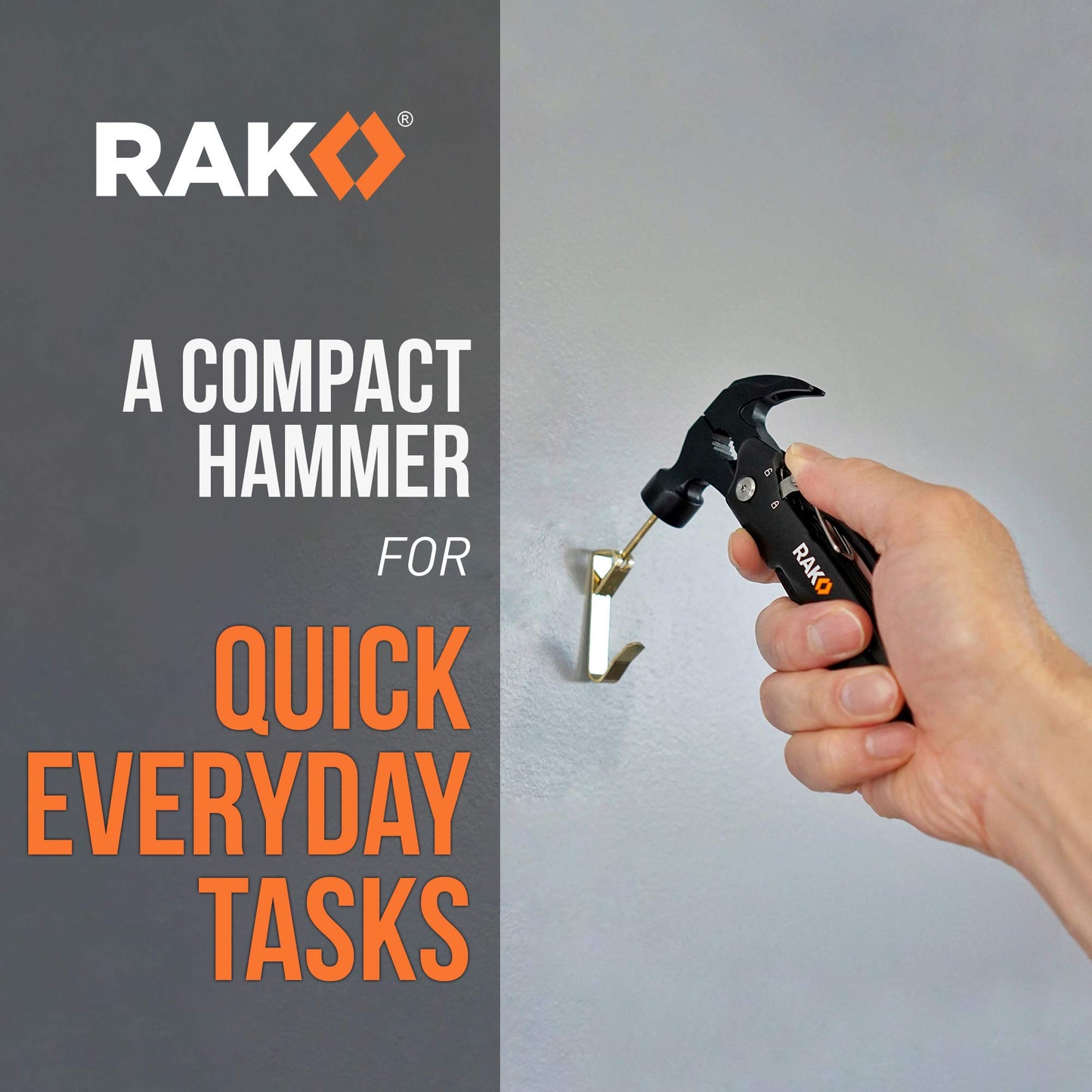 RAK Hammer Multitool BirthdayGifts for Men - Cool Unique Gifts Who Have Everything - Compact DIY Survival Multi Tool - Backpacking & Camping Accessories - Gadget Gifts