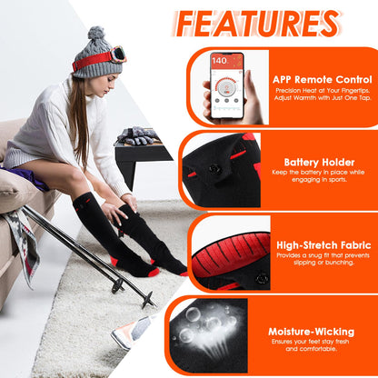 Heated Socks for Men Women with APP Control,8000mAh Upgraded Rechargeable Heated Socks Up to 13 Hours,Electric Heating Socks for Camping Fishing Cycling Skiing Skating Hunting Hiking