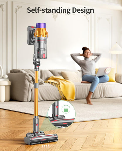 Cordless Vacuum Cleaner, 550W 45KPA 60Mins Cordless Stick Vacuum Cleaner With Touch Screen, Self-Standing,Wall Mount Charging, Handheld Vacuum Cleaners for Home/Pet Hair/Carpets/Hard Floors(X7A)