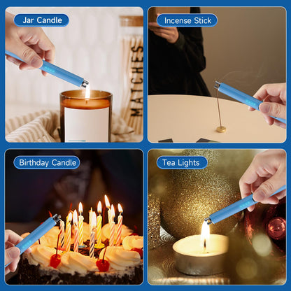 TOPKAY Electric Lighter Candle Lighter Windproof Flameless USB Rechargeable Plasma Arc Long Lighter for Grill Firework Kitchen Camping (Lake Blue)