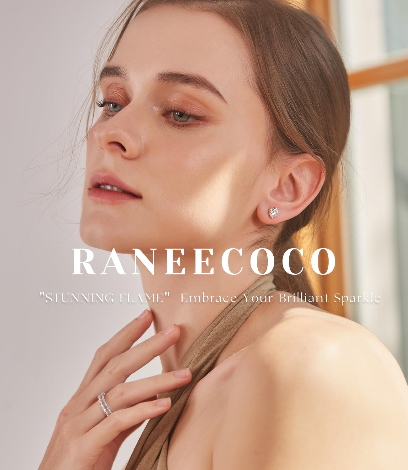 "STUNNING FLAME" 18K Gold Plated Silver Brilliant Cut Simulated Diamond Cubic Zirconia Stud Earrings(yellow-gold-plated-silver, 4.0)