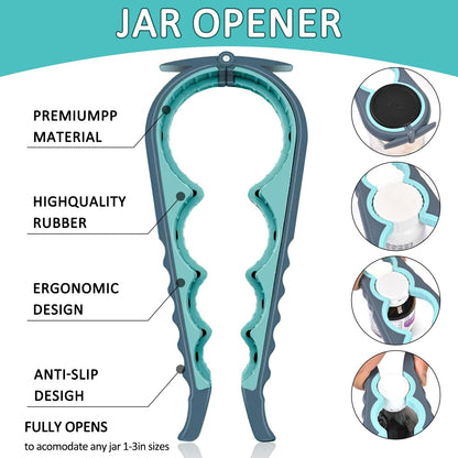 3-piece Jar Opener Gripper Set, 5 in 1 Multi-Function Bottle Lid Opener for Arthritic Hands with Non Slip Rubber Jar Opener Gripper Pad