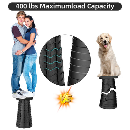 Qiguet Collapsible Stool, Folding Chair - Upgraded Portable Chair with Load Capacity 400lbs, Portable Stool for Camping Fishing Hiking - Folding Stool with Carrying Straps,Gifts for Fisherman (Black)