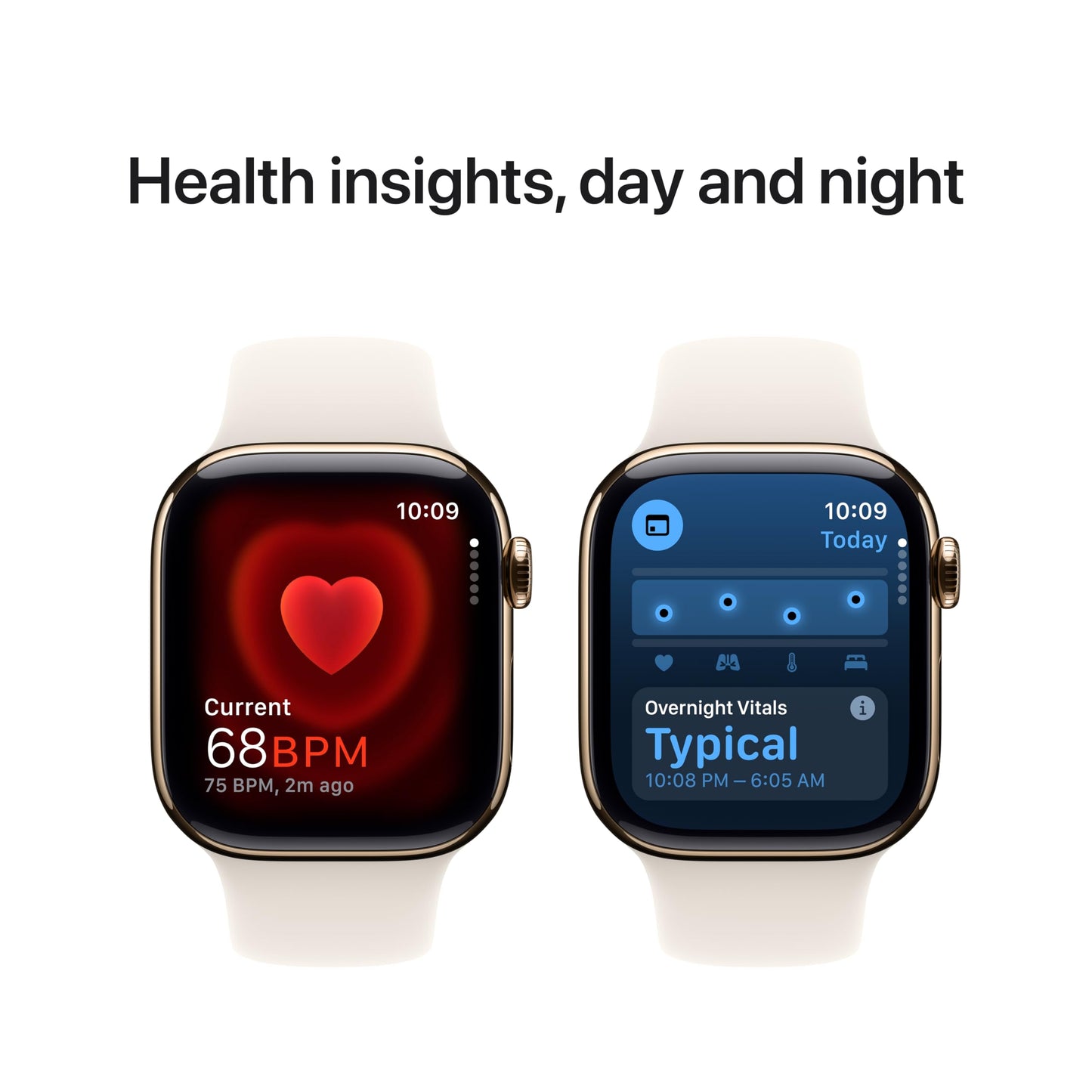 Apple Watch Series 10 [GPS + Cellular 42mm case] Smartwatch with Gold Titanium Case with Starlight Sport Band - S/M. Fitness Tracker, ECG App, Always-On Retina Display, Water Resistant