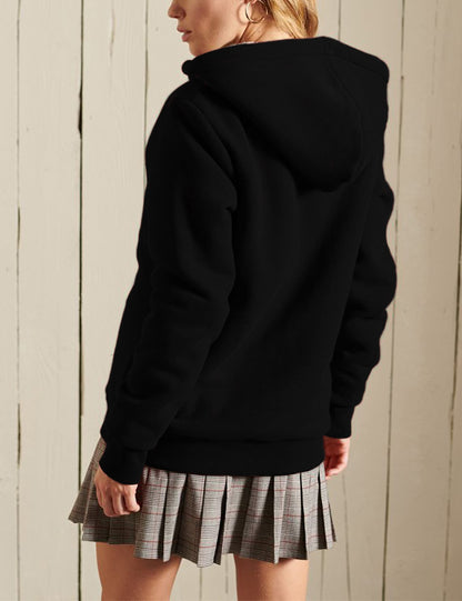 Yeokou Women's Casual Full Zip Up Sherpa Lined Hoodie Sweatshirt Jacket Coat (XX-Large, Black001)