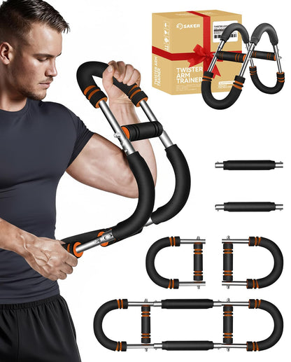2026 New Saker Power Twister Arm Trainer, Adjustable Chest Workout Equipment,Forearm Strengthener, Arm Exercise Gift for Home Gym, for Men, Ideas for Fitness Enthusiasts (20-60lb)