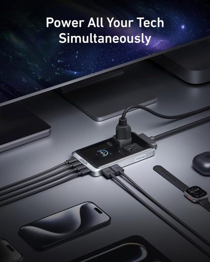 Anker Prime Charging Station, 240W 8-in-1 USB C Power Strip, 5 ft Detachable Extension Cord, 2 AC, 4 USB C, 2 USB A, for iPhone 15/14, Desktop Accessory for MacBook, Home, Office (Not for Travel)