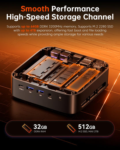 ACEMAGICIAN Kron Mini K1 Mini PC, Ryzen 7 5700U, 32GB DDR4 512GB SSD Mini Computers (8C/16T, up to 4.3Ghz),4K Triple Display Desktop WiFi6/Bluetooth, Compact Silent PC for Light Gaming, Office, Design