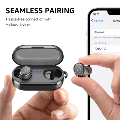 TOZO T10 Wireless Earbuds Bluetooth 5.3 Headphones, App Customize EQ, Ergonomic Design, 55H Playtime, Wireless Charging Case, IPX8 Waterproof Sound in-Ear Headset, New Version