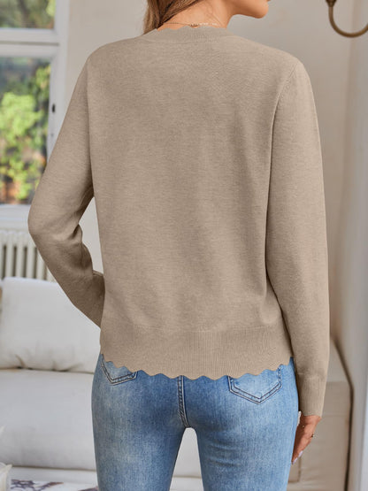 LILLUSORY Womens Cardigan Sweaters Long Sleeve Casual Lightweight Button Down V-Neck Fall Clothes 2025 Khaki M