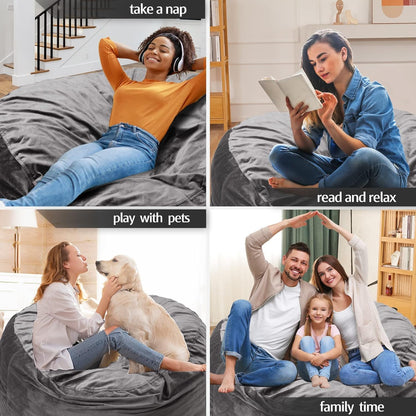 breadsac Bean Bag Chairs, Memory Foam Stuffing Bean Bag Chair for Adults/Teens/Kids, Velvet Lazy Sofa Furniture with Removable High-Rebound Memory Foam for Living Room Bedroom College Dorm