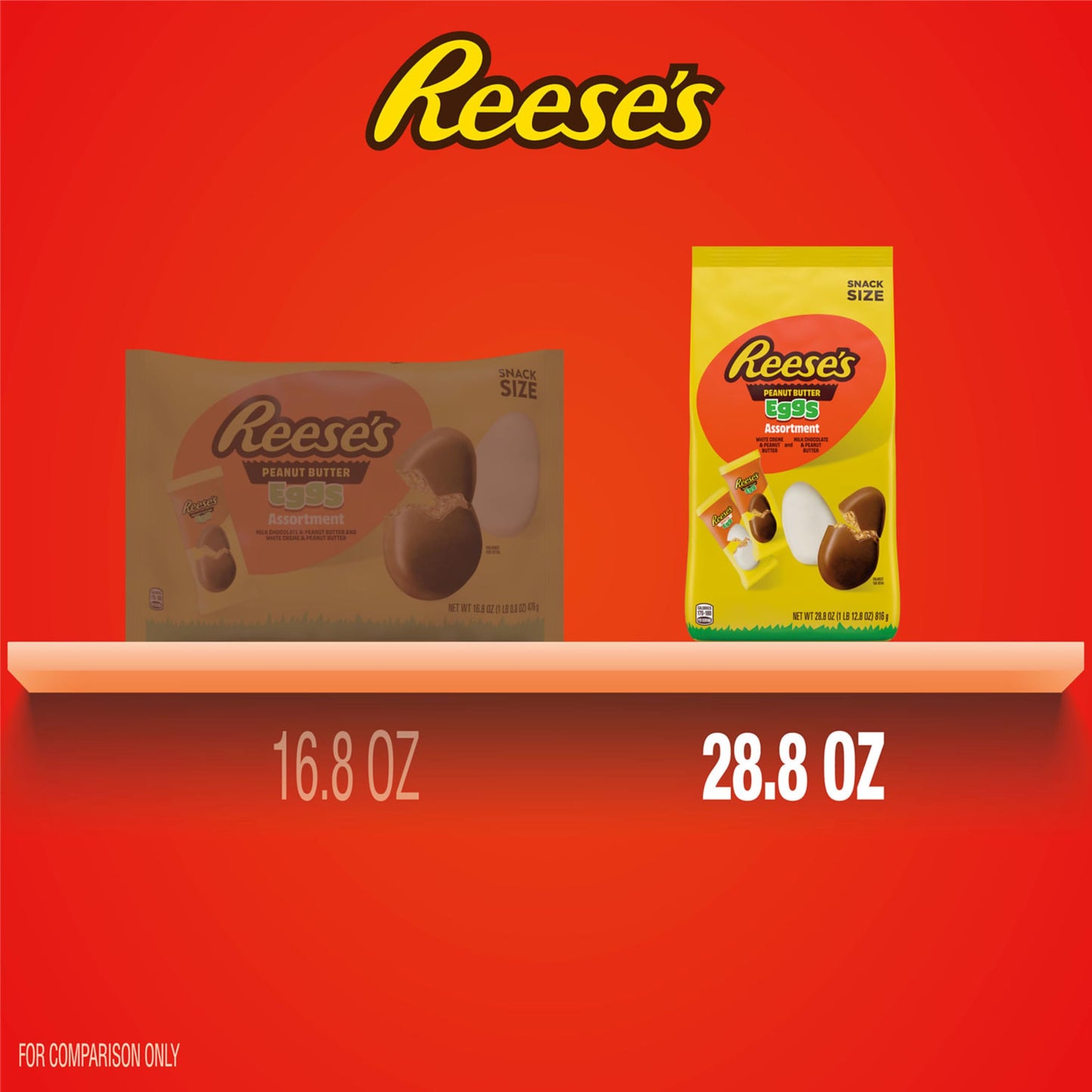 REESE'S Assorted Flavored Snack Size Peanut Butter Eggs, Candy Bag, 28.8 oz