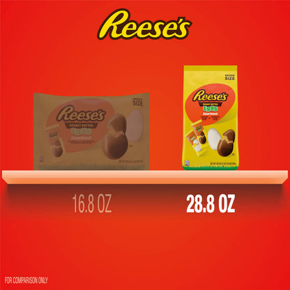 REESE'S Assorted Flavored Snack Size Peanut Butter Eggs, Candy Bag, 28.8 oz