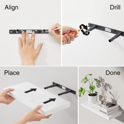 BAYKA Floating Shelves for Wall – Rustic Wood Wall Shelves with Metal Brackets for Bathroom, Bedroom, Kitchen, or Living Room Decor – White, Set of 3, Sturdy Storage with 22lb Capacity