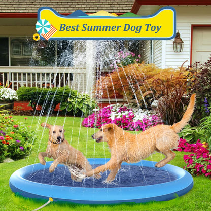 Raxurt Dog Pool, Anti-Slip Splash Pad for Dogs Kids Thickened Durable Upgrade Sprinkler Pad Pet Summer Outdoor Water Toys Backyard Fountain Play Mat, New Version Blue