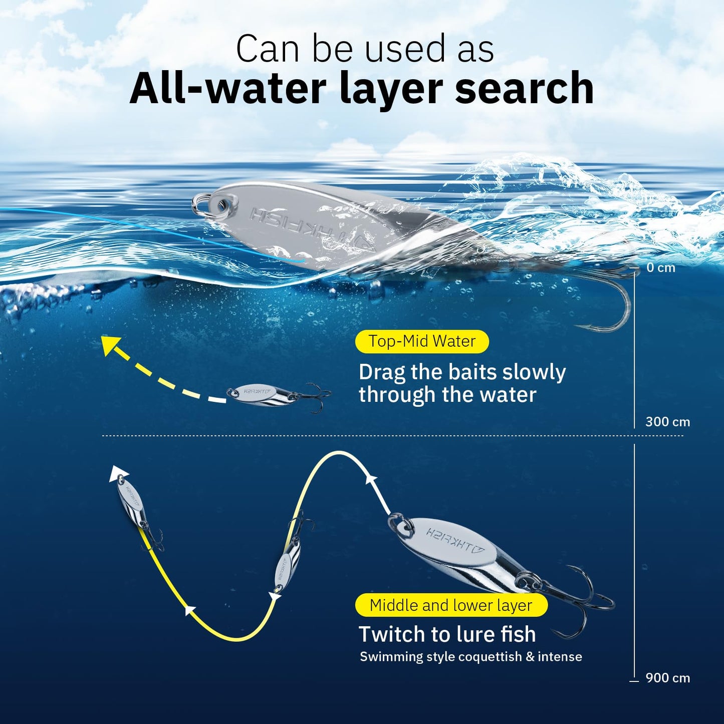 THKFISH Fishing Lures Trout Lures Fishing Spoons Lures for Trout Pike Bass Crappie Walleye Color B Single Hook 1-1/5oz 5pcs