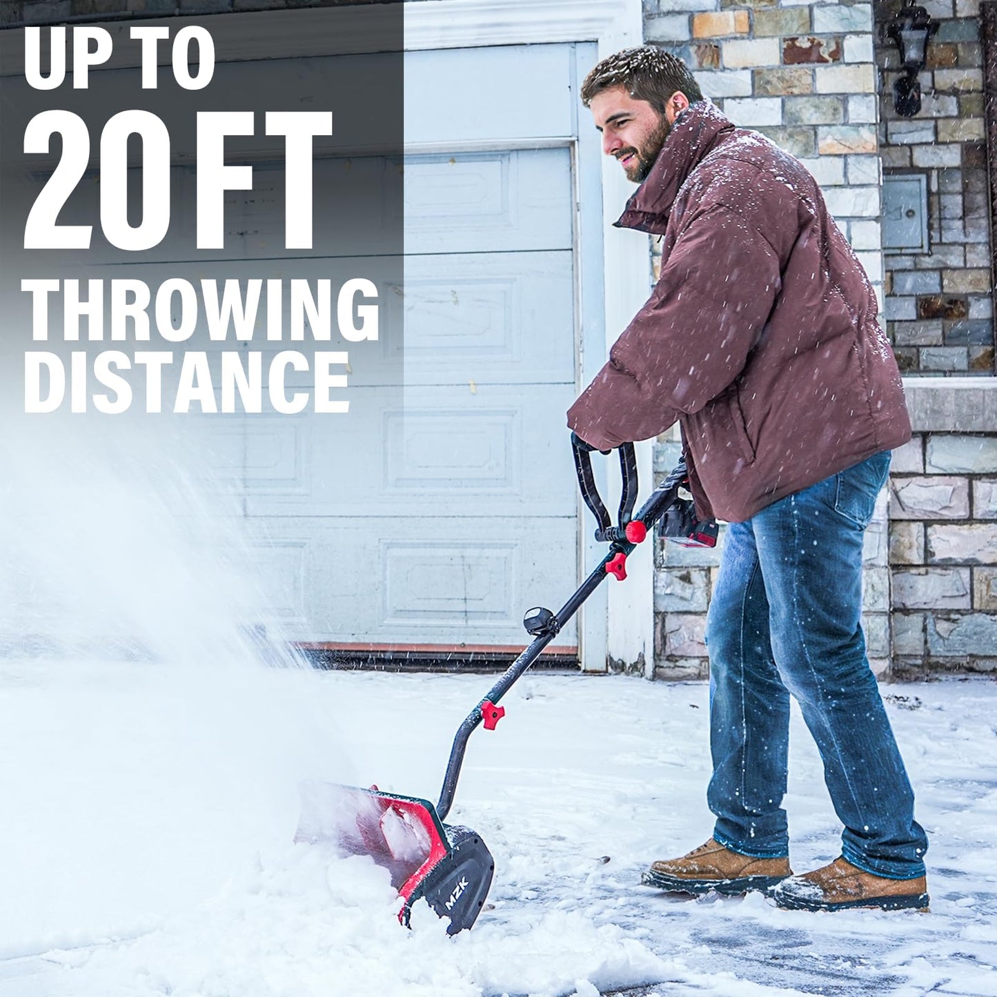 MZK Cordless Snow Shovel, 20V 13-Inch Battery Powered Snow Thrower, Battery Snow Blower with Directional Plate & Adjustable Front Handle(2 * 4.0Ah Li-ion Battery & Fast Charger Included), SS13D12