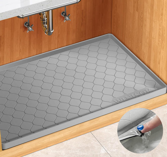 Winisok Silicone Under Sink Mat 28" x 22", kitchen Essentials and Gadgets, Shelf liner and Cabinet Protector, Home Organizers and Storage, Waterproof Bathroom Tray
