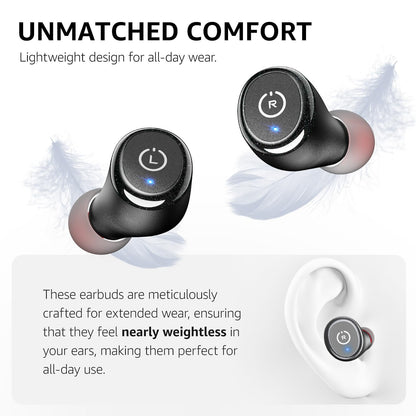 TOZO T10 Wireless Earbuds Bluetooth 5.3 Headphones, App Customize EQ, Ergonomic Design, 55H Playtime, Wireless Charging Case, IPX8 Waterproof Sound in-Ear Headset, New Version
