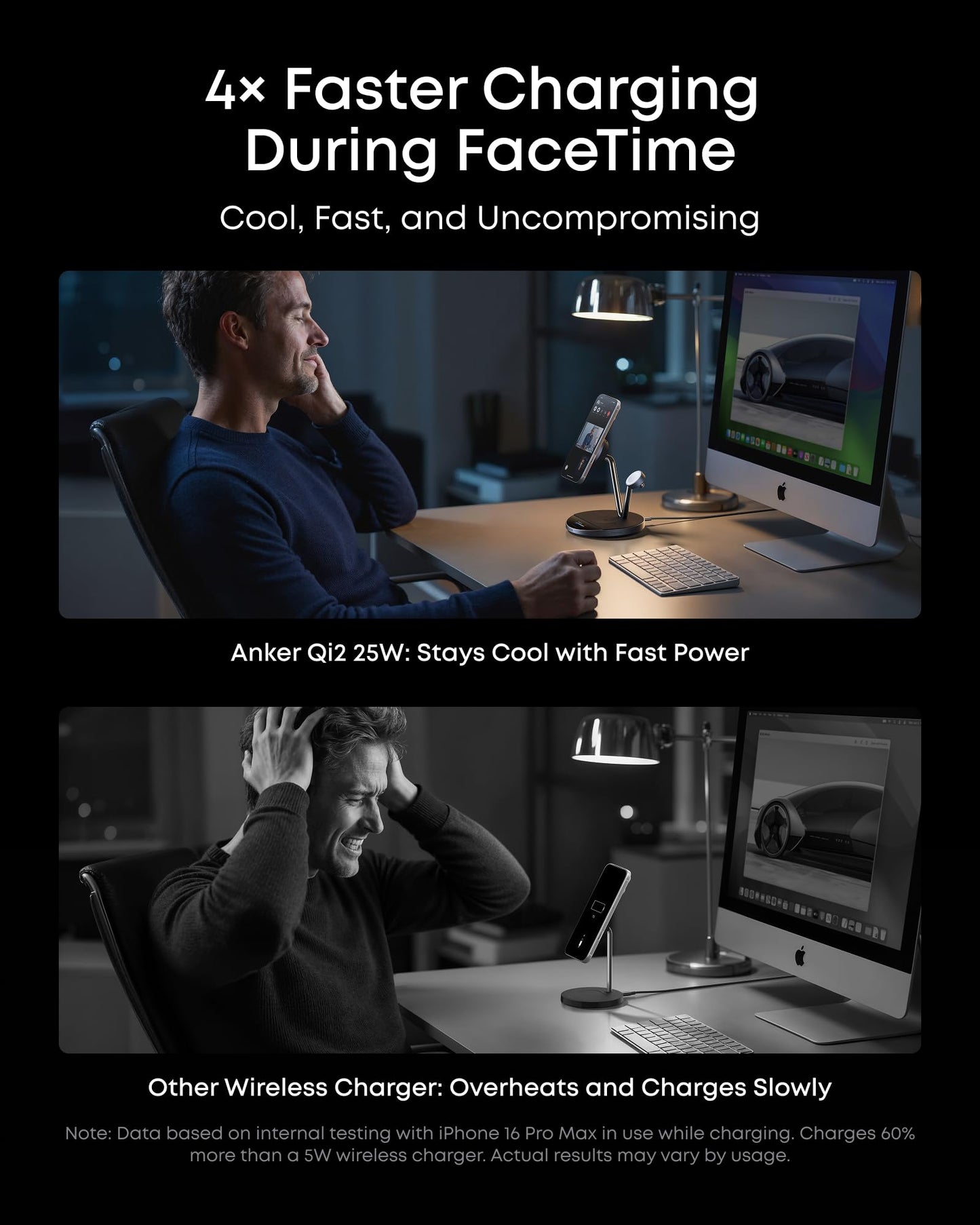 Anker Prime MagSafe Charger Compatible, 3-in-1 Charging Station, Qi2 25W Certified Wireless Charger Dock Stand, Smart Display with TEC Active Cooling, for iPhone 17, Apple Watch, AirPods, and More