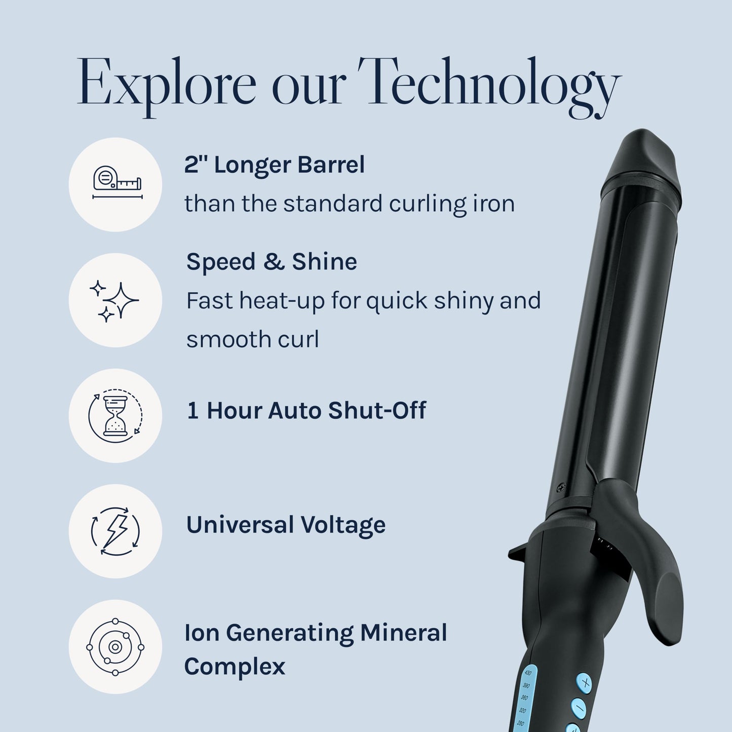 Bio Ionic Long Barrel Styler, 1.25 inch Curling Iron with Moisture Heat Technology & NanoIonic MX, Verstatile Curling Wand with Longer Barrel for Medium Sized Defined Curls