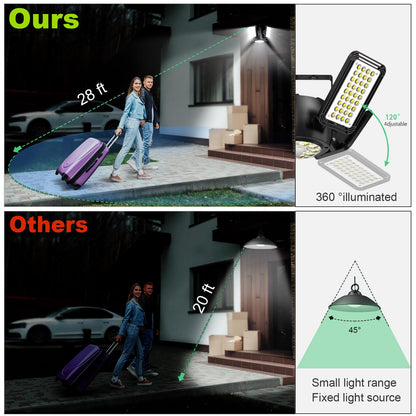INXPHY Solar Shed Light Outdoor Indoor, Upgrade 6500K 1200Lumen 174 LEDs Motion Sensor Pendant Light, 120°Adjustable 4+1 Solar Powered Lights Camping Plants Garage Waterproof Remote & Timer