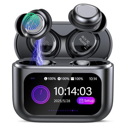 ZYHKON Sleep Earbuds Bluetooth 5.4 in Ear Touch Screen Sleep Headphones, Small Design Mini Sleep Earbuds for Side Sleepers with Sleep Mode, 48H Playtime Sleep Earphones Clear Calls, 5 EQ Modes, Black