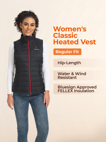 ORORO Women's Lightweight Heated Vest with Battery Pack (Black,M)