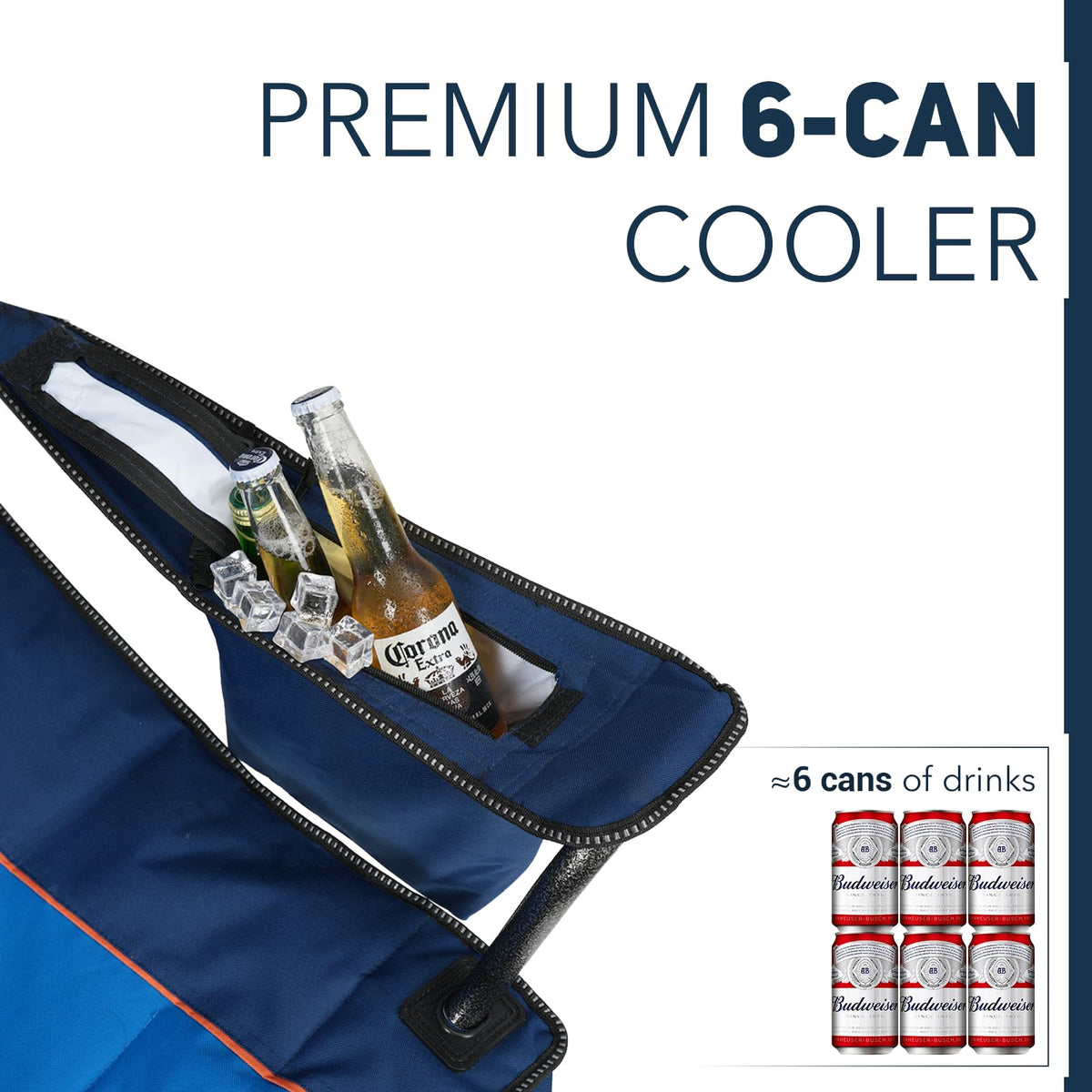 Overmont Oversized Folding Camping Chair - 450lbs Support with Padded Cushion Cooler Pockets - Heavy Duty Collapsible Chairs for Sports Garden Beach Fishing Blue