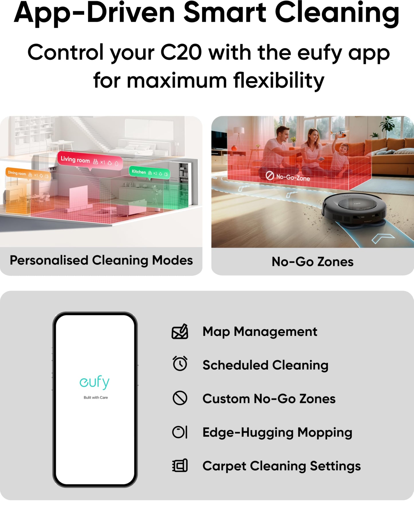 eufy Robot Vacuum Omni C20, Robot Vacuum and Mop Combo, All-in-One Station, Auto Mop Washing and Auto Drying for Hands-Free Cleaning, 7000 Pa Powerful Suction, Self Emptying, 3.35-Inch Design