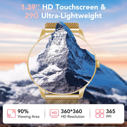 taopodo Smart Watches for Women, 1.39" HD Health Fitness Tracker with Bluetooth Calling (Answer/Make Calls), 120+ Sports Modes, Timer, IP68 Waterproof Watch for Android/iPhone