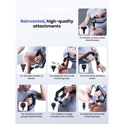 BOB AND BRAD D6 Pro Plus Massage Gun with Heat, Deep Tissue Percussion with 16mm Amplitude, Professional Muscle Massager Gun for Athletes, Quiet Electric Handheld Massager, FSA and HSA Eligible